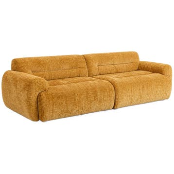 Gele Fluwelen Ribstof Bank - 3-Zitsbank - Ongebruikt, Huis en Inrichting, Banken | Bankstellen, 250 tot 300 cm, Driepersoons, 75 tot 100 cm