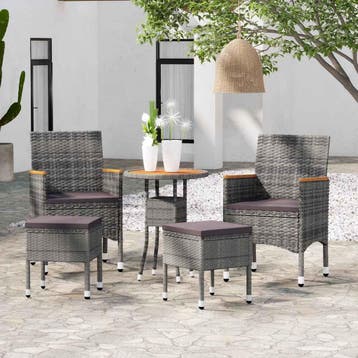 vidaXL 5-delige Loungeset poly rattan grijs, Verzenden, Nieuw, Loungeset