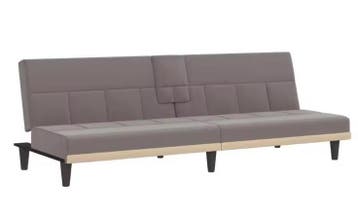 Taupe Stoffen Sofa Bed met Bekerhouders en Verstelbare Rugle, Verzenden, Nieuw