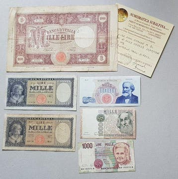 Italië. - 6 Banknotes - Various Dates (Zonder minimumprijs)