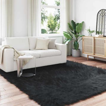 vidaXL Tapijt van imitatie TAFALLA Zwart 200 x 200 cm, Verzenden, Nieuw, Zwart