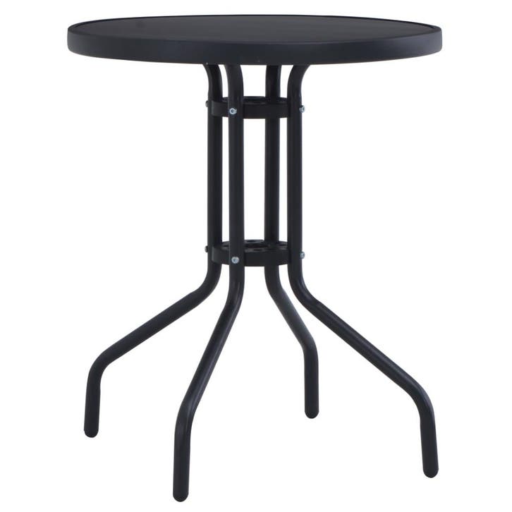 vidaXL Tuintafel 80 cm staal en glas zwart, Tuin en Terras, Tuintafels, Nieuw, Metaal, Verzenden