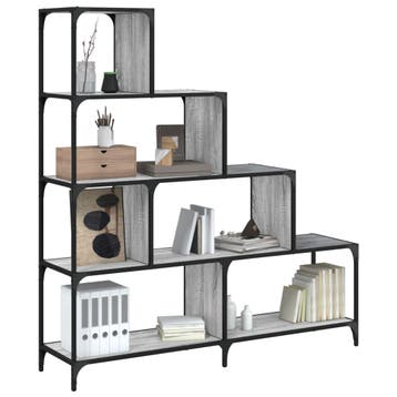 vidaXL Boekenkast 4-laags 139x33,5x149 cm bewerkt hout grijs, Minder dan 50 cm, Verzenden, 100 tot 150 cm, Nieuw