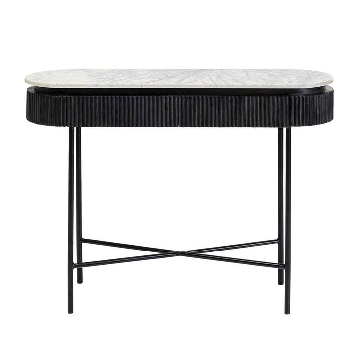 *WOONWINKEL* Kare Design Glenn Ovale Sidetable Zwart Met Wit, Huis en Inrichting, Tafels | Sidetables, Nieuw, Verzenden