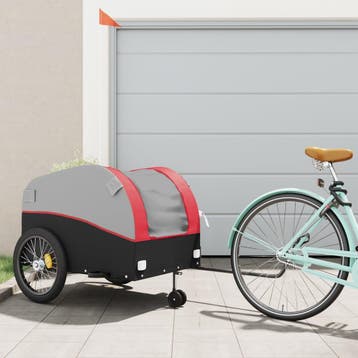 vidaXL Fietstrailer 45 kg ijzer zwart en rood, Fietsen en Brommers, Fietsaccessoires | Aanhangers en Karren, Verzenden, Nieuw