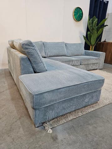 Hoekbank Ribstof ijs Blauw Rib - Gereinigd, Ophalen of Verzenden, Nieuw