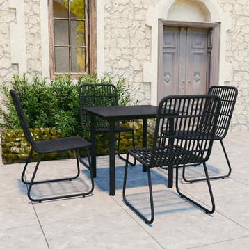vidaXL 5-delige Tuinset poly rattan en glas, Verzenden, Nieuw, 4 zitplaatsen, Tuinset