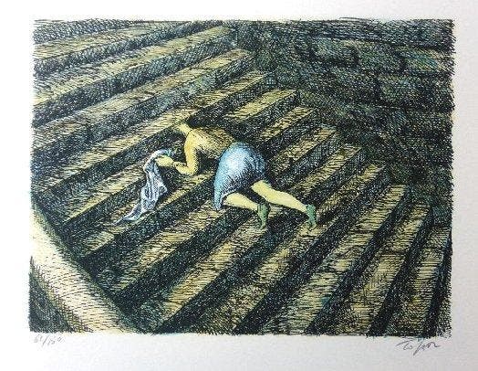 Roland Topor (1938-1997) - Lescalier, Antiek en Kunst, Antiek | Overige Antiek