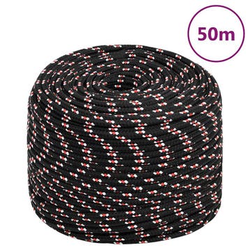 vidaXL Boot touw 8 mm 50 m polypropyleen zwart, Verzenden, Nieuw