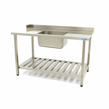Spoeltafel - 140 x 75 cm - Aanvoer Vaatwasser Rechts - incl., Verzenden, Nieuw in verpakking, RVS Meubilair