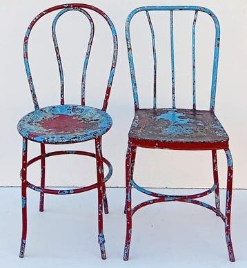 Stoel - IJzer - Twee stoelen van ijzer Bistro