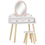 Kinder Make-up Tafel Set Kaptafel Met Kruk Spiegel Laden Kle, Verzenden, Nieuw