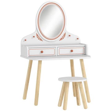 Kinder Make-up Tafel Set Kaptafel Met Kruk Spiegel Laden Kle, Verzenden, Nieuw