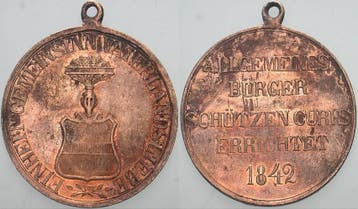Brons medaille 1842 Schuetzenmedaille Allgemeines Buerger..., Verzenden