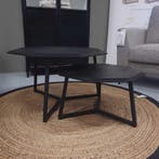 Jubileumdeal! 8 hoekige salontafelset van 2 | Zwart, 50 tot 100 cm, Nieuw, Modern | Industrieel | Luxe | Landelijk, Overige vormen
