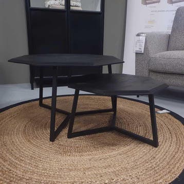 Jubileumdeal! 8 hoekige salontafelset van 2 | Zwart, Huis en Inrichting, Tafels | Salontafels, 50 tot 100 cm, Nieuw, Modern | Industrieel | Luxe | Landelijk
