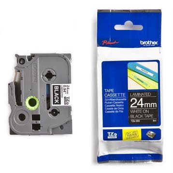 Brother TZe-355 tape wit op zwart 24 mm (origineel), Verzenden, Nieuw, Printertape, Brother