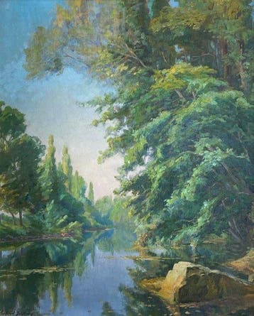 Gabriel Soulary (XIX-XX) - Flußlandschaft, Antiek en Kunst