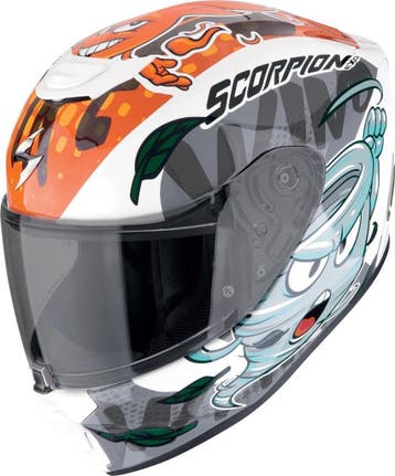 Scorpion EXO-JNR Air The4Elements Wit Blauw Oranje Kinder, Motoren, Integraalhelm, Nieuw met kaartje, Overige merken, Heren