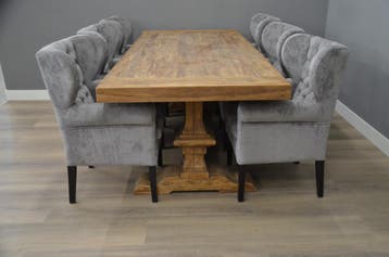 Robuuste kloostertafel 8 cm dik 180 cm  tot 400 cm lang!, Ophalen of Verzenden, Vijf personen of meer, Overige houtsoorten, Nieuw
