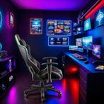 Gaming stoel Tartaros, LED, massagefunctie - zwart/zwart, Verzenden, Nieuw