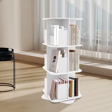 3-Laagse Draaibare Boekenkast – Wit en Zwart Roterende kast, Verzenden, Nieuw, 50 tot 100 cm, Minder dan 100 cm