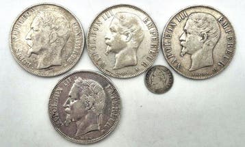 Frankrijk. Napoléon III. Lot de 5 monnaies, 1852/1869