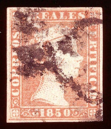 Spanje 1850 - Isabel II - Edifil - número 3, Gestempeld