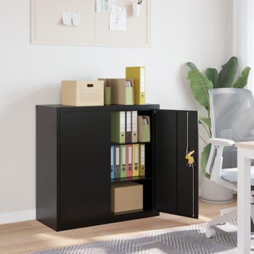 vidaXL Archiefkast 90x40x90 cm staal zwart, Verzenden, Nieuw