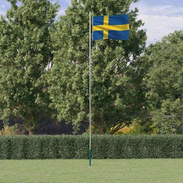 vidaXL Vlag met vlaggenmast Zweden 6,08 m aluminium, Verzenden, Nieuw