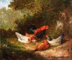 Otto Recknagel (1845–1926) - Hoendertafereel (NO RESERVE)