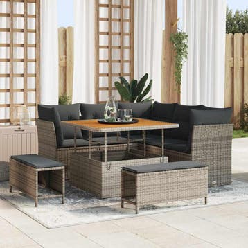 vidaXL Tuin Sofa Set 8 st 5-Aantal zitplaatsen Grijs poly, Verzenden, Nieuw, 8 zitplaatsen