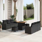 vidaXL Tuin Sofa Set 9 pcs Zwart poly rattan, Tuin en Terras, Verzenden, Nieuw, Rotan, Meer dan 8 zitplaatsen