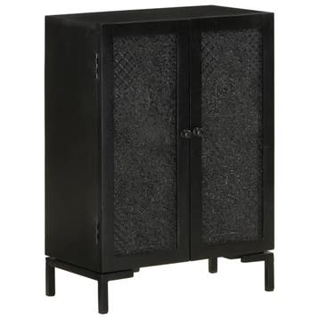 vidaXL Dressoir 55x30x77 cm massief mangohout en ijzer zwart, Huis en Inrichting, Kasten | Dressoirs, Verzenden, Nieuw, 50 tot 100 cm