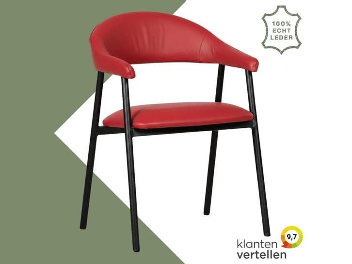 Leren eetkamerstoel met armleuning Line - Toledo Ducati, Huis en Inrichting, Stoelen, Eén, Rood, Nieuw, Leer, Ophalen of Verzenden