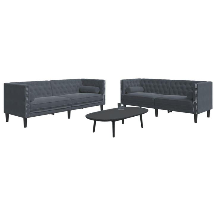 vidaXL 2-delige Loungeset Chesterfield en bolsters fluweel, Huis en Inrichting, Banken | Bankstellen, Nieuw, Stof, Vierpersoons of meer