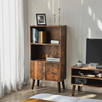 Rustieke Boekenkast met Deuren - 3 Niveaus - Vintage Design, Verzenden, Nieuw