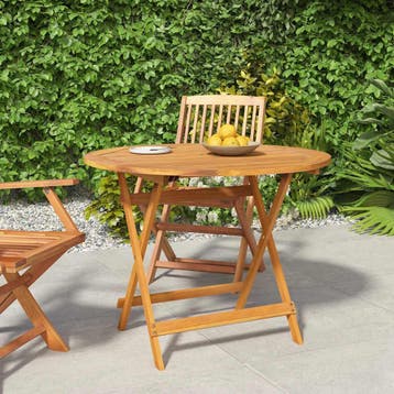 vidaXL Tuintafel inklapbaar Ø 90x75 cm massief acaciahout, Verzenden, Nieuw, Hout
