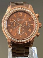 Geneua Rosé horloge met stras, Sieraden, Tassen en Uiterlijk, Horloges | Dames, Verzenden, Zo goed als nieuw