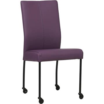 Leren eetkamerstoel Comfort met wieltjes - Toledo Aubergine, Huis en Inrichting, Stoelen, Overige kleuren, Nieuw, Leer, Ophalen of Verzenden