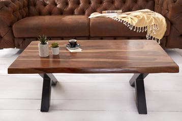 Design Salontafel AMAZONAS 110cm bruin Sheesham Massivholz, Huis en Inrichting, Tafels | Salontafels, Ophalen of Verzenden, Nieuw