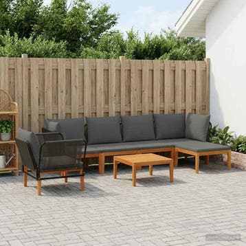vidaXL 7 st Massief acaciahout & touw Naturel, Verzenden, Nieuw, 7 zitplaatsen