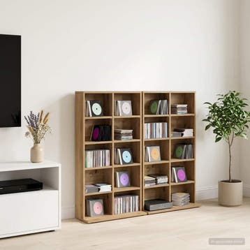 vidaXL CD Kast 2 st Artisanaal eiken 65 x 23,5 x 97,5 cm, Verzenden, Nieuw