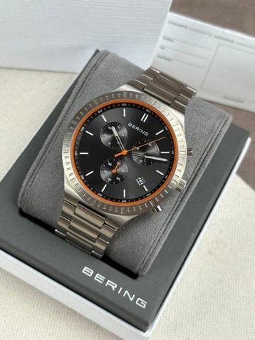 Bering - Chronograph Date Titanium Grey/Orange - Zonder, Sieraden, Tassen en Uiterlijk, Horloges | Heren, Nieuw