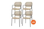 Set van 4 - Noa stapelbare naturel wicker dining tuinstoel -, Verzenden, Nieuw, Overige materialen