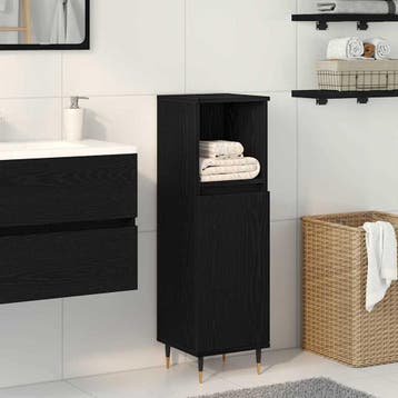 vidaXL Badkamer Kast Zwart Eiken 30 x 30 x 100 cm Bewerkt, Verzenden, Nieuw