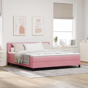 vidaXL Boxspringbed met matras Roze 180 x 200 cm Fluweel, Verzenden, Nieuw, Stof