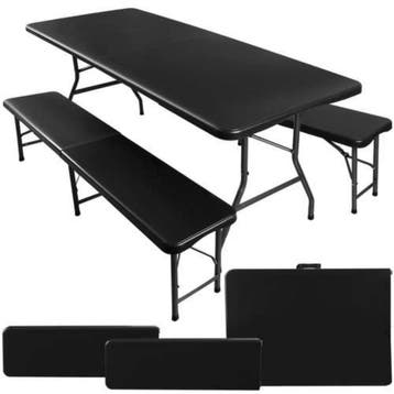 Gardlov Opvouwbare Tuintafel met 2 Banken - 180 cm - Zwar..., Ophalen of Verzenden, Nieuw