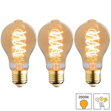 Set van 3 LED lampen E27 | 3-staps dimbaar | 3.5 watt |, Verzenden, Nieuw, E27 (groot), Overige typen