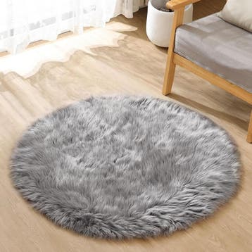 Rond tapijt 90cm grijs | Retourdeal 45% Korting, 50 tot 100 cm, Modern, Scandinavisch, Rond, Zo goed als nieuw